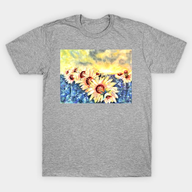 Sunset and sunflowers T-Shirt by Merlinsmates